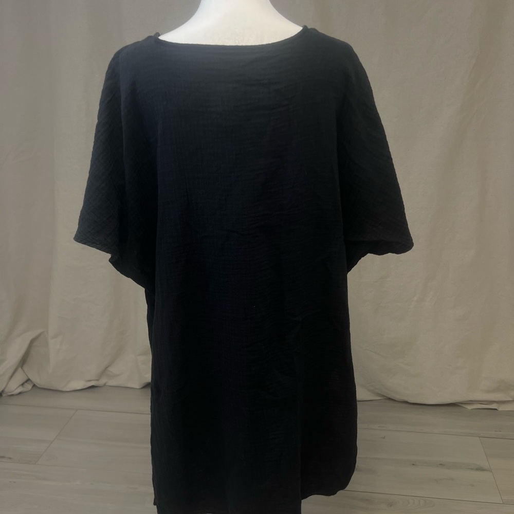 KOL SOL Women's V-Neck Swimsuit Cover Up Black Sz L - Picture 2 of 7